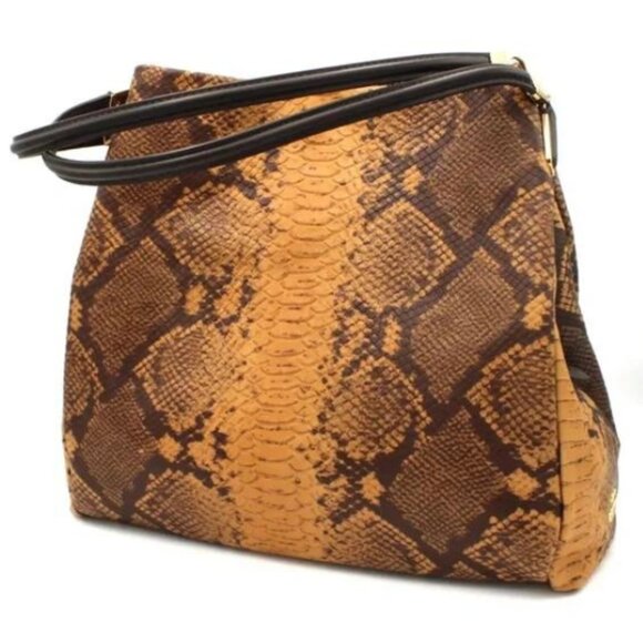 Coach Brown Exotic Snakeskin Triple Compartment Large Phoebe Shoulder Bag - Picture 2 of 10